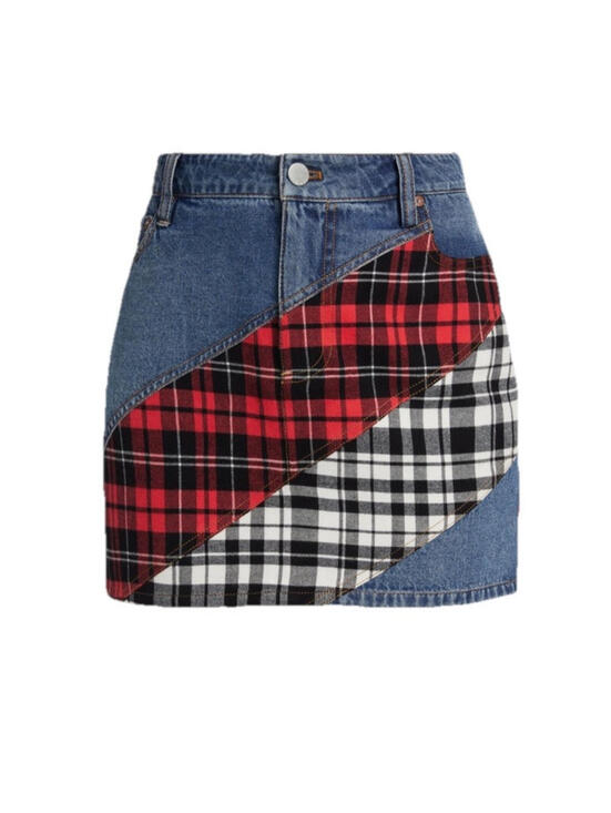 Dresses & Skirts - $350 Alice+Olivia Lisanne Patchwork Denim Mini Skirt Size 30
